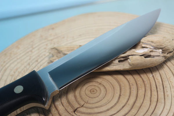 NOBUAKI YAMAMOTO NY-180 "Semi Skinner & Hunter" 4-3/4" Solid VG-10 Highly Mirror Polished Blade, Black Micarta Handle - japaneseknifedirect.mom