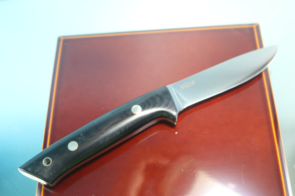 NOBUAKI YAMAMOTO NY-60  Drop point Hunter, 4" VG-10 Mirror Polished Hamaguri-ba Blade - japaneseknifedirect.mom