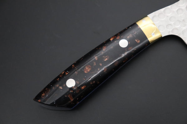 Nomura Kenta NKE-6 SRS-13 Custom Hammered Forged Tsuchime Damascus Santoku 180mm (7 Inch) - japaneseknifedirect.mom