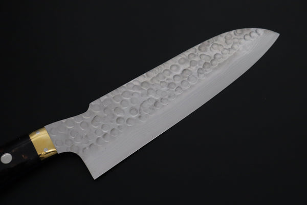 Nomura Kenta NKE-6 SRS-13 Custom Hammered Forged Tsuchime Damascus Santoku 180mm (7 Inch) - japaneseknifedirect.mom