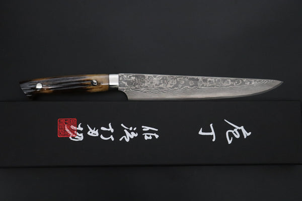 Nomura Kenta NKE-7 R-2 Custom Black Damascus Wild Carving Knife  200mm (7.8 Inch) - japaneseknifedirect.mom