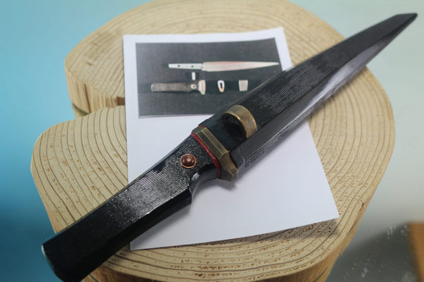 Yukio Nibe  R6-30  Tanto Dirk made from Antique Japanese Sword steel  (Zanketsuko 残欠鋼)