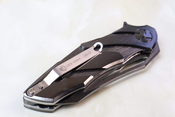 Dew Hara DH-140B "KISARAGI" Black DLC coated OU-31 Blade - japaneseknifedirect.mom