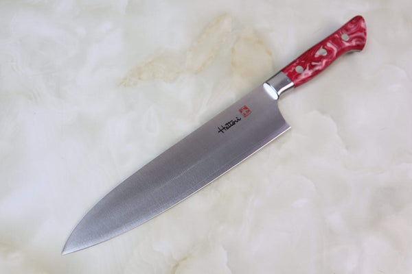 Hattori Gyuto Hattori Custom Limited Christmas Special Edition Year 2021, HSG-1SO Gyuto 210mm (8.2 Inch, Spiny Oyster Gemstone Handle)