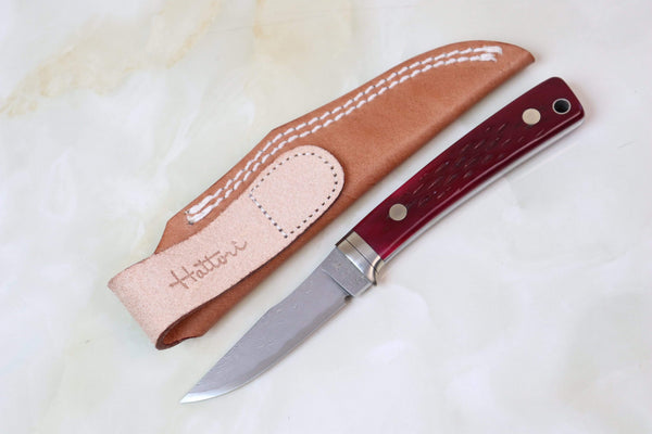 Hattori KD30-841 Cowry X Damascus Little Wild Hunters (Clip Point, Total 7 Kinds of Unique Handle Variation)