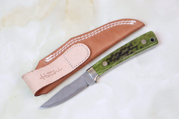 Hattori KD30-841 Cowry X Damascus Little Wild Hunters (Clip Point, Total 7 Kinds of Unique Handle Variation)