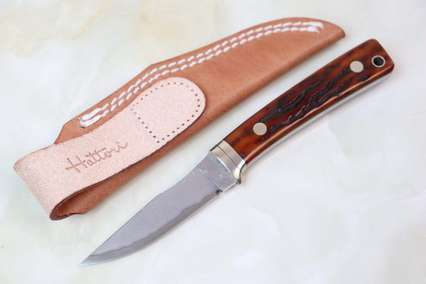 Hattori KD30-841 Cowry X Damascus Little Wild Hunters (Clip Point, Total 7 Kinds of Unique Handle Variation)