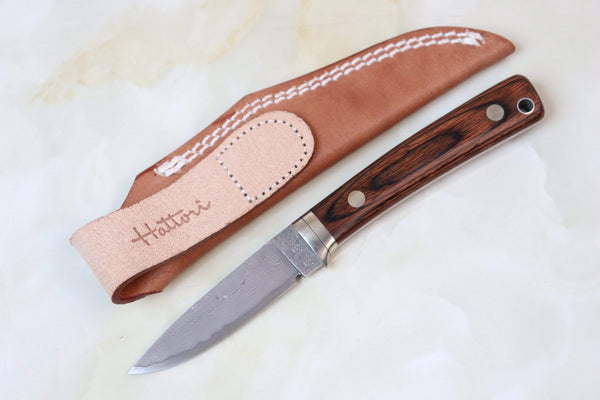 Hattori KD30-845 Cowry X Damascus Little Wild Hunters (Drop Point, Total 7 Kinds of Unique Handle Variation) - japaneseknifedirect.mom