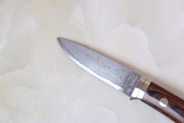 Hattori KD30-845 Cowry X Damascus Little Wild Hunters (Drop Point, Total 7 Kinds of Unique Handle Variation) - japaneseknifedirect.mom