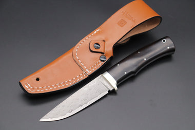 Hattori KD30-HT70EF Cowry X Damascus Urbane Hunters (African Ebonywood Handle) - japaneseknifedirect.mom