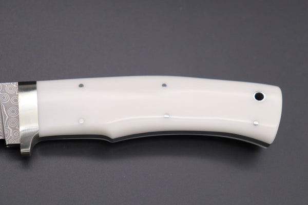 Hattori KD30-HT70DF Cowry X Damascus Urbane Hunters (White Corian Handle) - japaneseknifedirect.mom