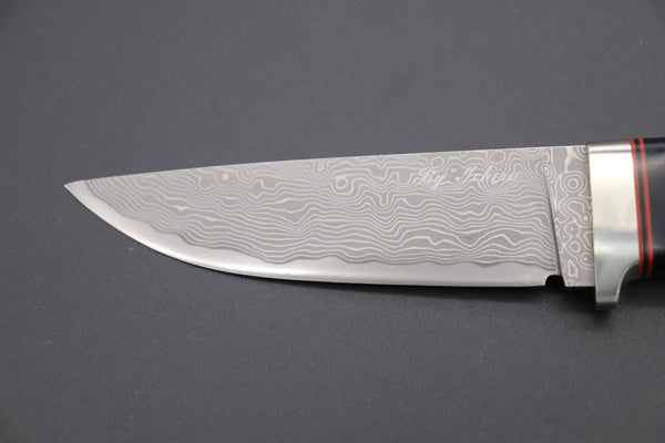 Hattori KD30-HT70HM Cowry X Damascus Urbane Hunters (Linen Micarta Handle) - japaneseknifedirect.mom