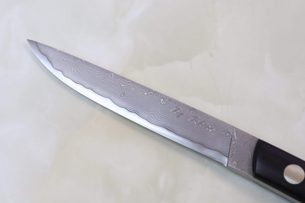 Hattori KD30-MEDAKA-2E Cowry X Damascus Little Fisherman's Utility (Ebony Wood Handle) - japaneseknifedirect.mom