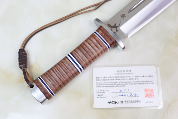 Hattori 傘 SAN-GECKO Limited Edition GECKO-12 Blue Bowie Hunter (Hollow Ground) - japaneseknifedirect.mom
