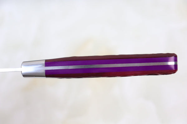 Hattori 傘 SAN-GECKO Limited Edition GECKO-3P Gyuto 210mm (8.2 Inch, Purple Color Jigged Bone Handle) - japaneseknifedirect.mom