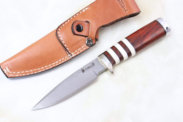 Hattori 傘 SAN Limited Edition SAN-17 Cowry-X Damascus "WILD ROAD HUNTER PREMIUM S" - japaneseknifedirect.mom