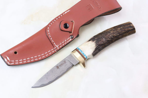 Hattori 傘 SAN Limited Edition SAN-23 Hattori Damascus "King Stag Hunter" - japaneseknifedirect.mom