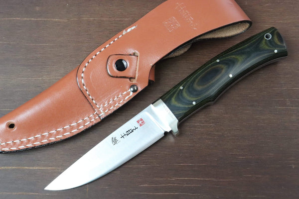 Hattori 傘 SAN Limited Edition SAN-30M Urbane Hunters (Black/Green Linen Micarta Handle) - japaneseknifedirect.mom