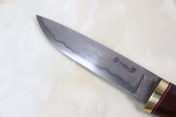 Hattori 傘 SAN Limited Edition SAN-57 Cowry-X Damascus Special Utility Hunter "Custom Desert Ironwood with Ebony Ring Handle"