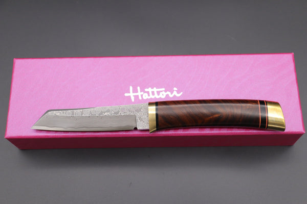 Hattori 傘 SAN Limited Edition SAN-58D "Cowry X Damascus Classic Tanto" - japaneseknifedirect.mom