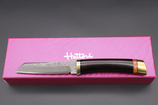 Hattori 傘 SAN Limited Edition SAN-59A "Cowry X Damascus Classic Tanto" - japaneseknifedirect.mom