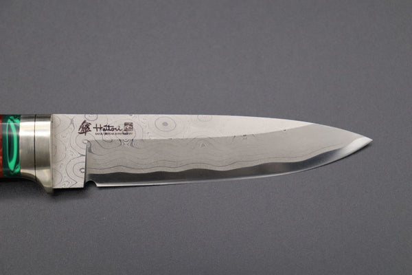 Hattori 傘 SAN Limited Edition SAN-61 "HD Damascus Utility (Single Bevel Edge Blade)" - japaneseknifedirect.mom