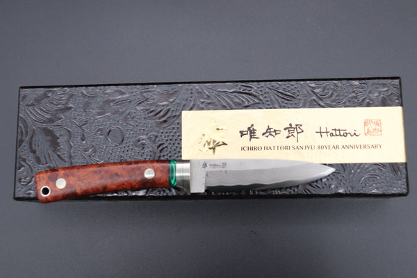 Hattori 傘 SAN Limited Edition SAN-61 "HD Damascus Utility (Single Bevel Edge Blade)" - japaneseknifedirect.mom