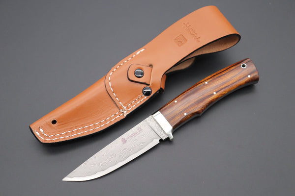 Hattori 傘 SAN Limited Edition SAN-63A Cowry-X Damascus Urbane Hunter "Custom Desert Ironwood Handle"