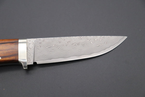 Hattori 傘 SAN Limited Edition SAN-63A Cowry-X Damascus Urbane Hunter "Custom Desert Ironwood Handle"