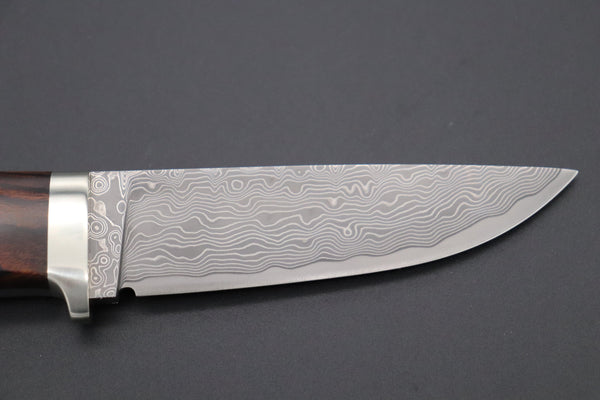 Hattori 傘 SAN Limited Edition SAN-63B Cowry-X Damascus Urbane Hunter "Custom Desert Ironwood Handle" - japaneseknifedirect.mom
