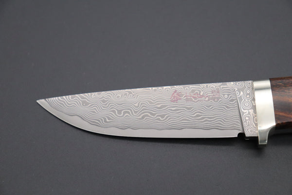 Hattori 傘 SAN Limited Edition SAN-63C Cowry-X Damascus Urbane Hunter "Custom Desert Ironwood Handle"