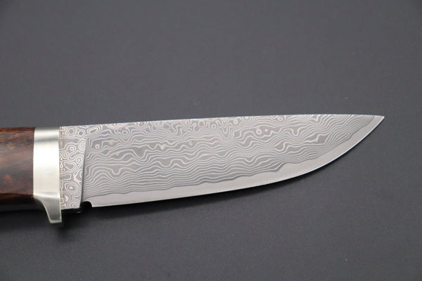 Hattori 傘 SAN Limited Edition SAN-63C Cowry-X Damascus Urbane Hunter "Custom Desert Ironwood Handle"