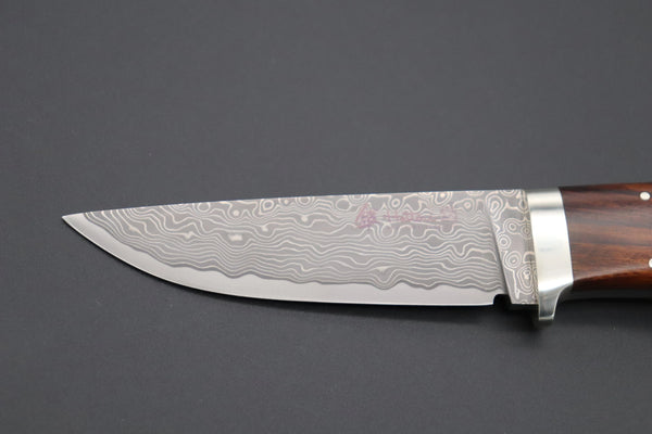 Hattori 傘 SAN Limited Edition SAN-63D Cowry-X Damascus Urbane Hunter "Custom Desert Ironwood Handle"