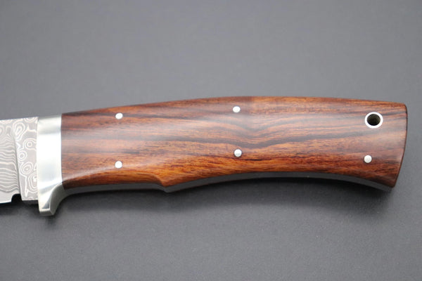 Hattori 傘 SAN Limited Edition SAN-63D Cowry-X Damascus Urbane Hunter "Custom Desert Ironwood Handle"