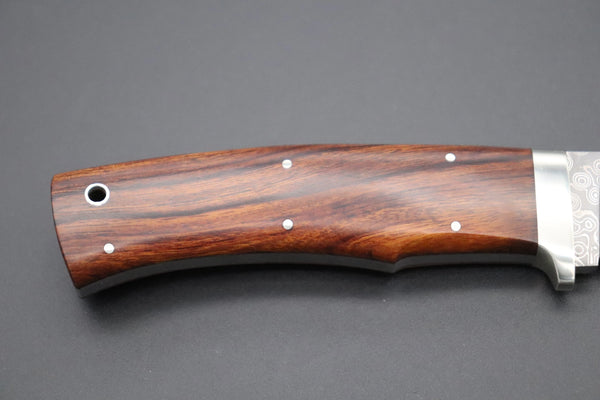 Hattori 傘 SAN Limited Edition SAN-63D Cowry-X Damascus Urbane Hunter "Custom Desert Ironwood Handle"