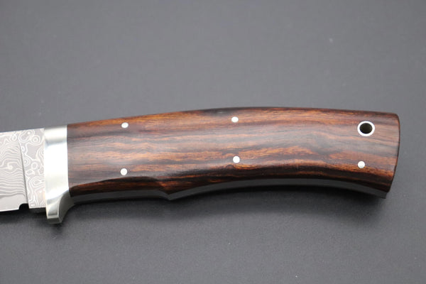 Hattori 傘 SAN Limited Edition SAN-63E Cowry-X Damascus Urbane Hunter "Custom Desert Ironwood Handle"