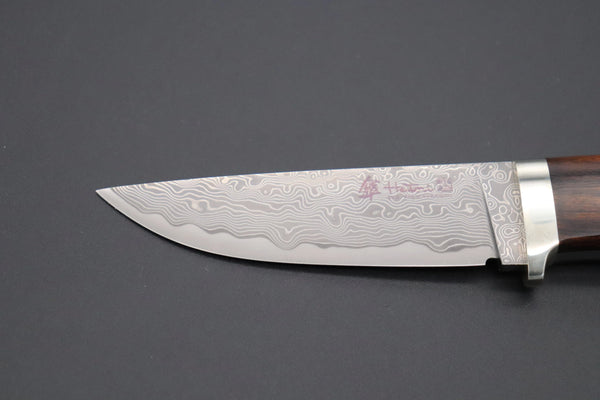 Hattori 傘 SAN Limited Edition SAN-63E Cowry-X Damascus Urbane Hunter "Custom Desert Ironwood Handle"