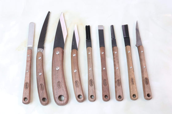 HIRO HR-701 9-pc. Wood Carving Knife Set - japaneseknifedirect.mom