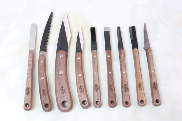 HIRO HR-701 9-pc. Wood Carving Knife Set - japaneseknifedirect.mom