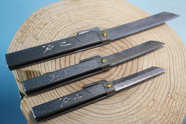 Ittoryu IM-120 Traditional Higonokami Folding Knife　肥後守、日立青紙本割込、槌目 - japaneseknifedirect.mom