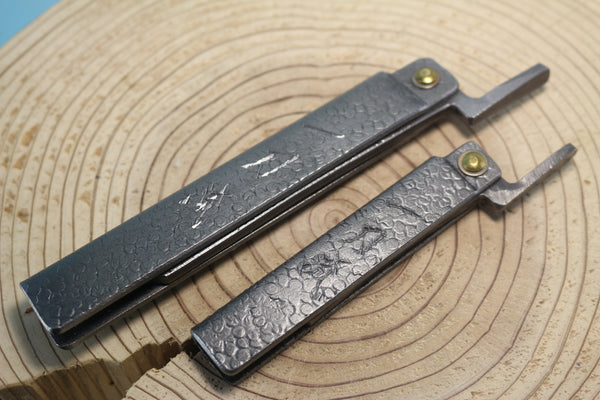 Ittoryu IM-120 Traditional Higonokami Folding Knife　肥後守、日立青紙本割込、槌目 - japaneseknifedirect.mom