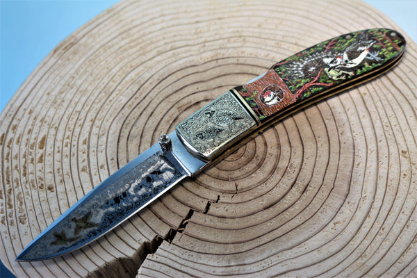 Katsuhiko Miura KM-2 Art Knife "Birds" - japaneseknifedirect.mom