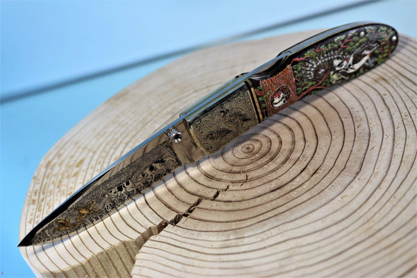 Katsuhiko Miura KM-2 Art Knife "Birds" - japaneseknifedirect.mom