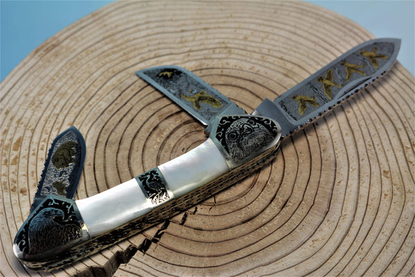 Katsuhiko Miura KM-5 Art Knife "Safari", MOP Handle - japaneseknifedirect.mom