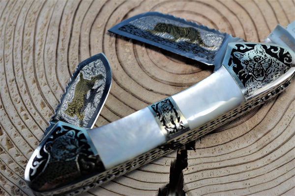 Katsuhiko Miura KM-5 Art Knife "Safari", MOP Handle - japaneseknifedirect.mom