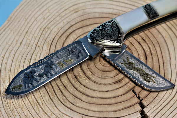 Katsuhiko Miura KM-5 Art Knife "Safari", MOP Handle - japaneseknifedirect.mom