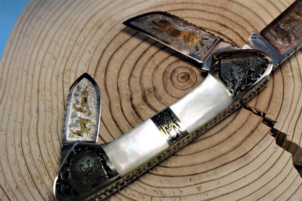 Katsuhiko Miura KM-5 Art Knife "Safari", MOP Handle - japaneseknifedirect.mom