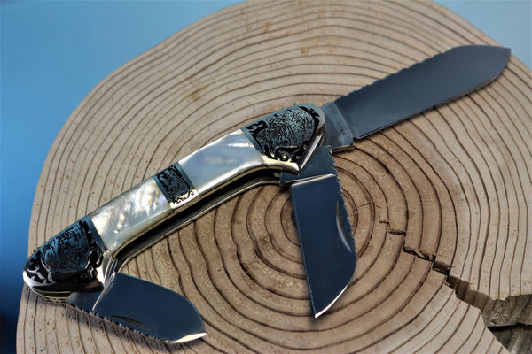 Katsuhiko Miura KM-5 Art Knife "Safari", MOP Handle - japaneseknifedirect.mom