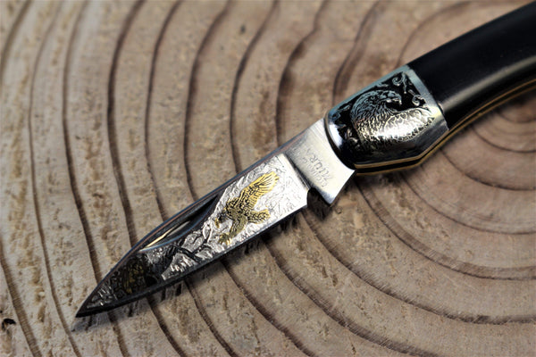 Katsuhiko Miura KM-6 Mini Art Knife "Birds or Animals", Black Resin Handle