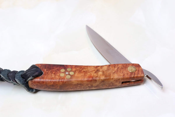 Kei Goto GH-200Q Small Higonokami Folders | Quince Burl Wood Handle - japaneseknifedirect.mom